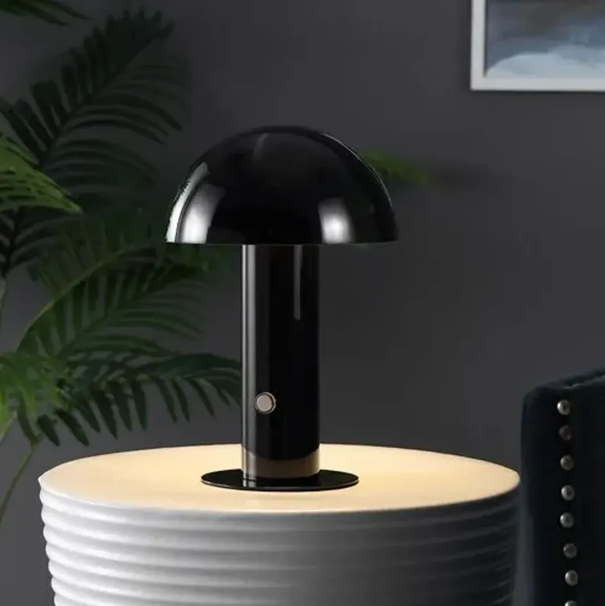 Colter Mushroom Portable LED Tall Table Lamp - Black