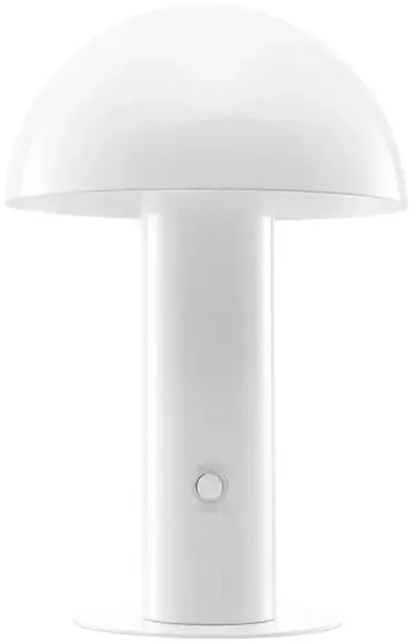 Colter Mushroom Portable Cordless LED Tall Table Lamp - White