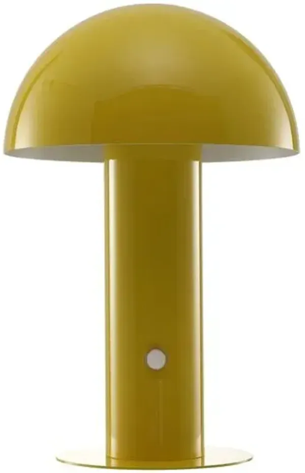 Colter Mushroom Portable Cordless LED Tall Table Lamp - Yellow