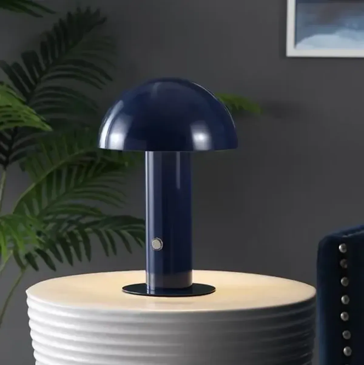 Colter Mushroom Portable LED Tall Table Lamp - Blue