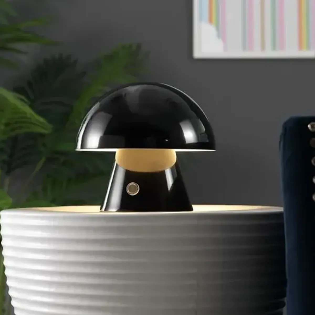 Colter Mushroom Portable LED Petite Table Lamp - Black