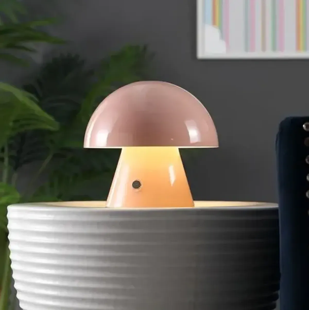 Colter Mushroom Portable LED Petite Table Lamp - Pink