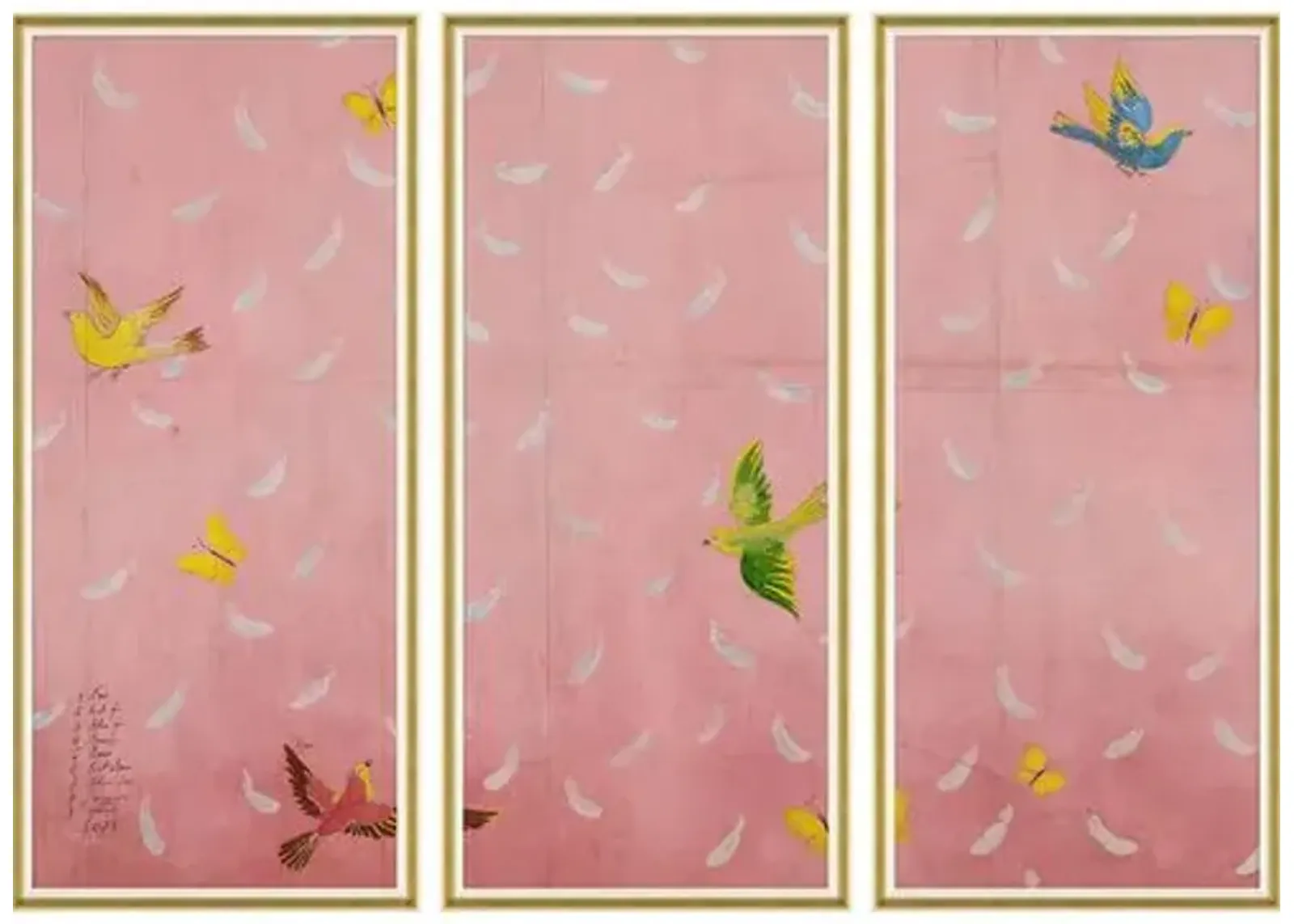 Paule Marrot - Feathers Triptych Variation I - Soicher Marin - Pink