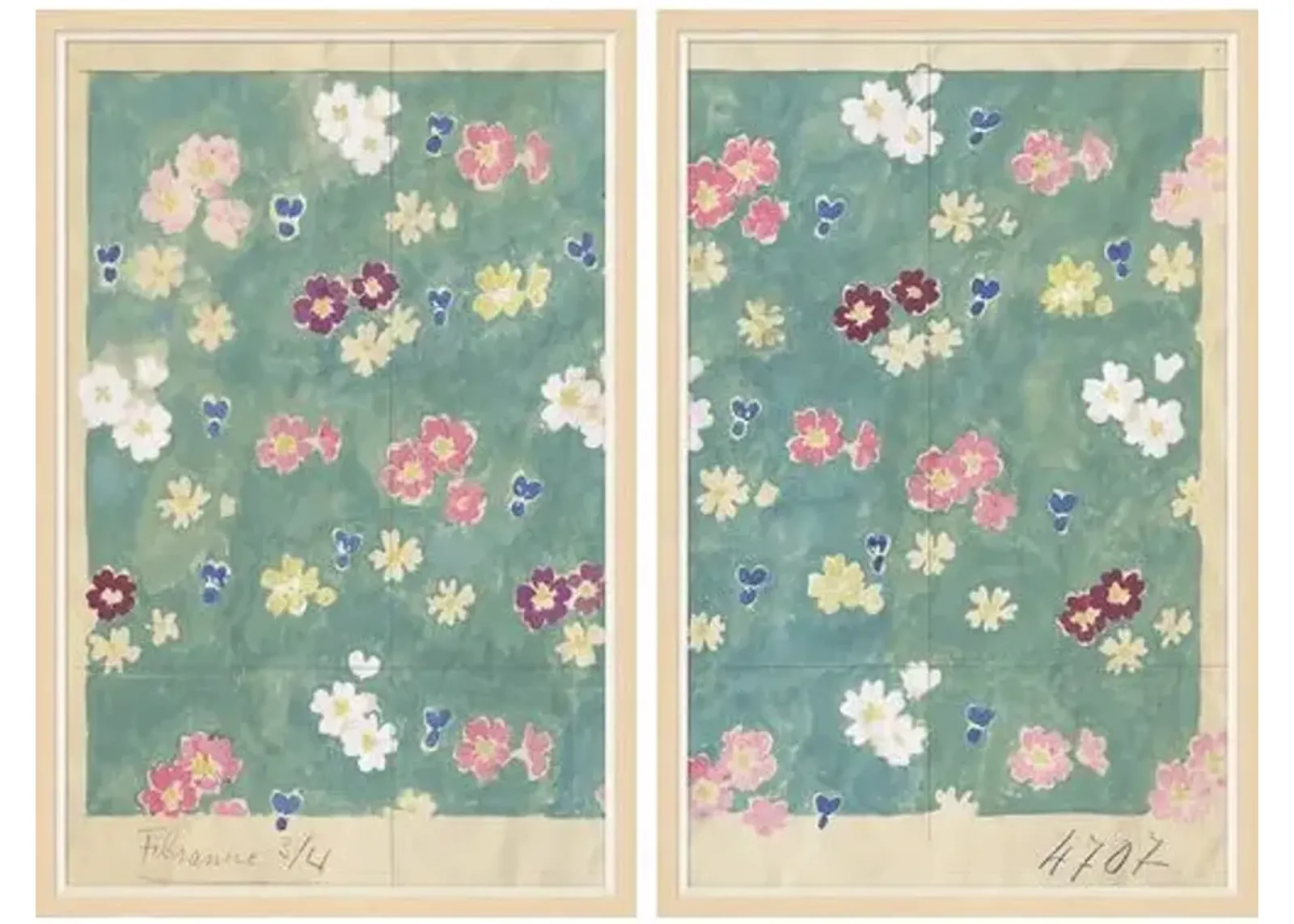 Paule Marrot - Flower Field Diptych Variation II - Soicher Marin - Green