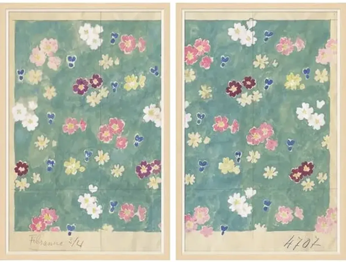 Paule Marrot - Flower Field Diptych Variation II - Soicher Marin - Green