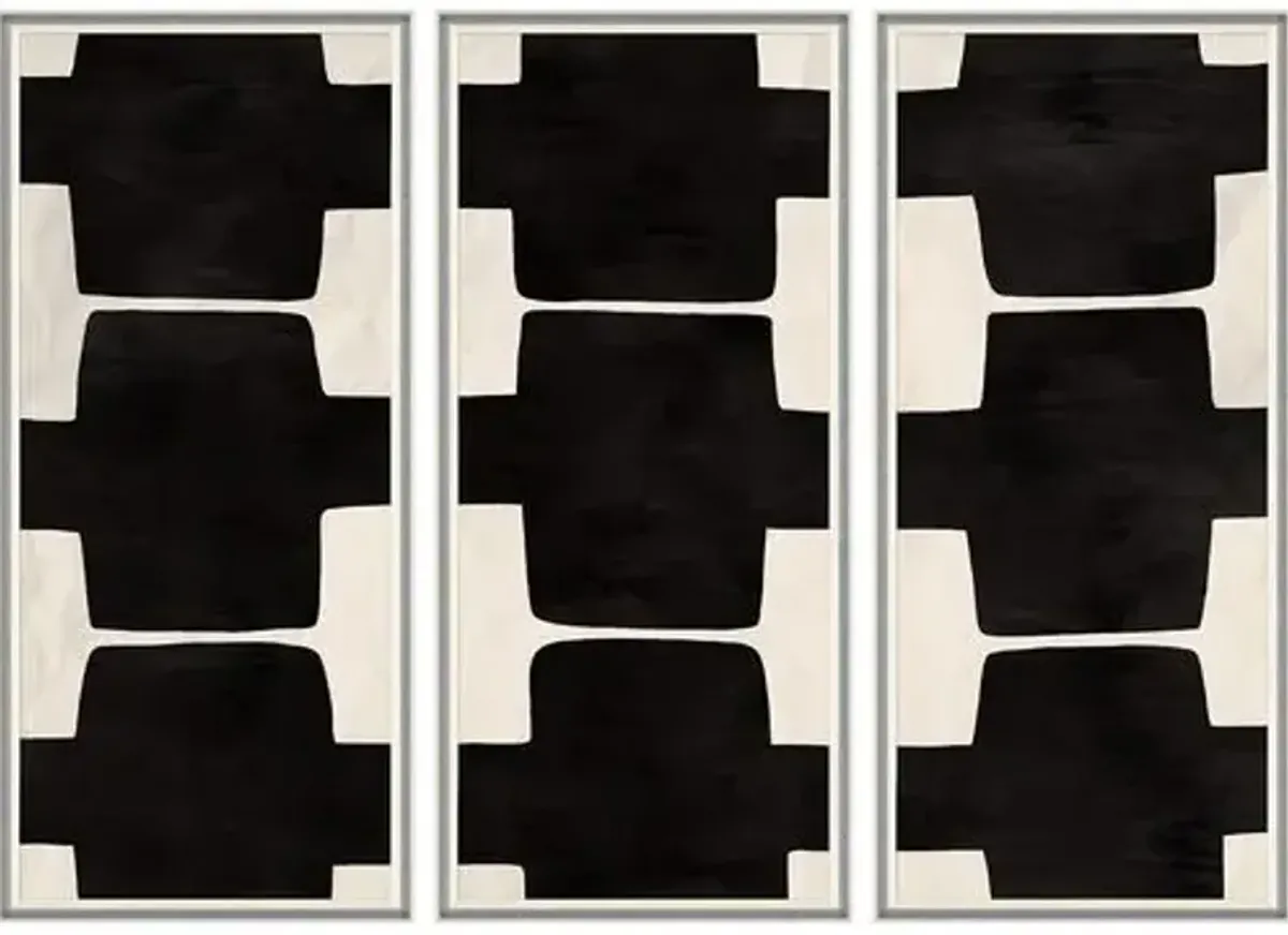 Paule Marrot - Black and White Abstract 3 Triptych Variation II - Soicher Marin