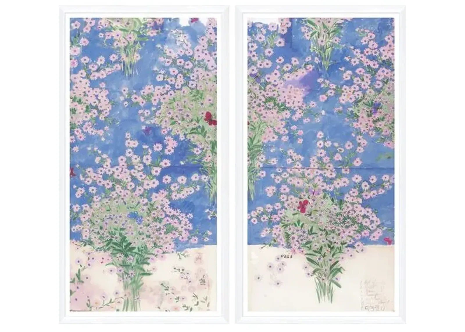 Paule Marrot - Papillons et Margeurites Diptych Variation II - Soicher Marin - Purple