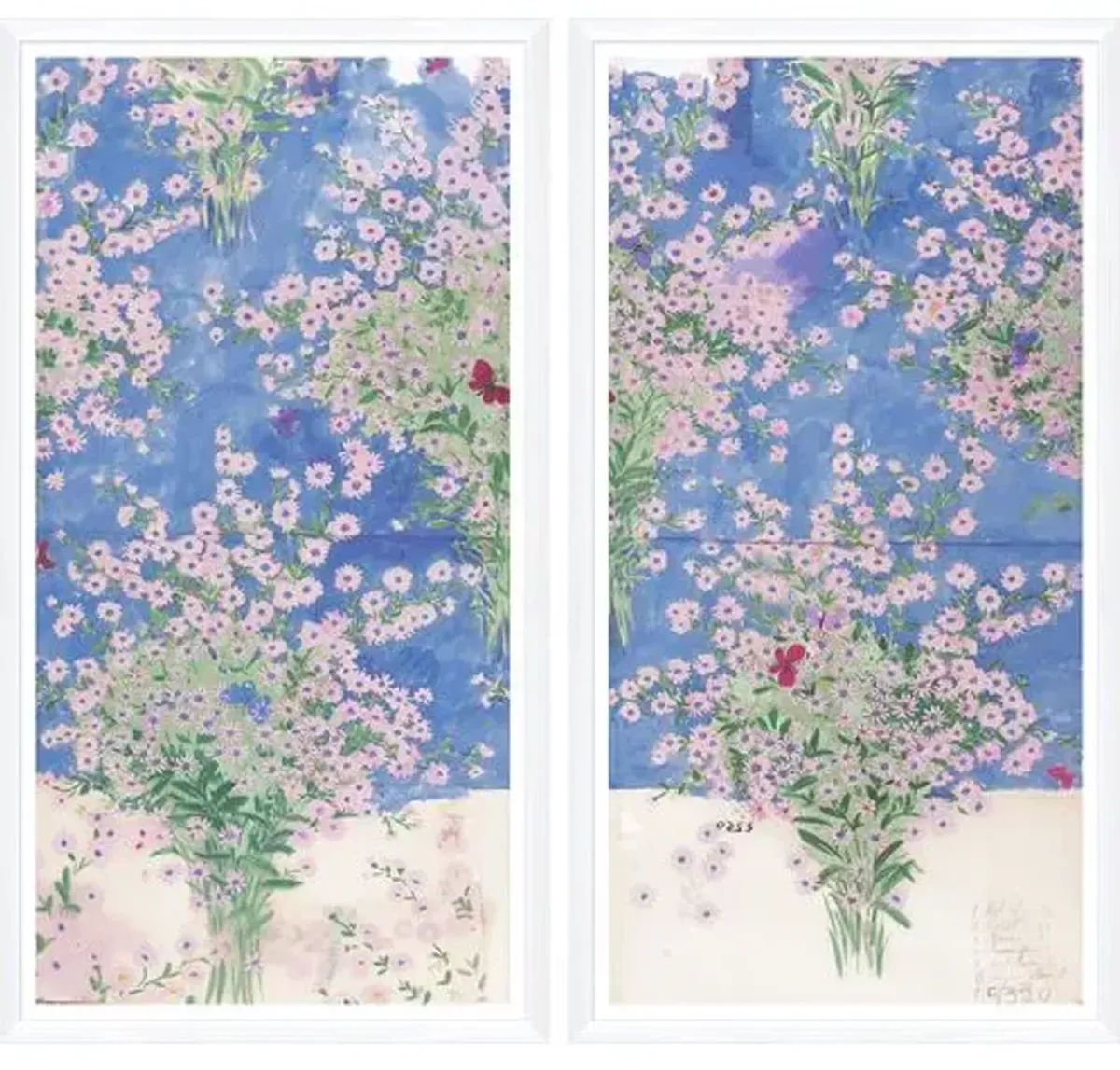 Paule Marrot - Papillons et Margeurites Diptych Variation II - Soicher Marin - Purple