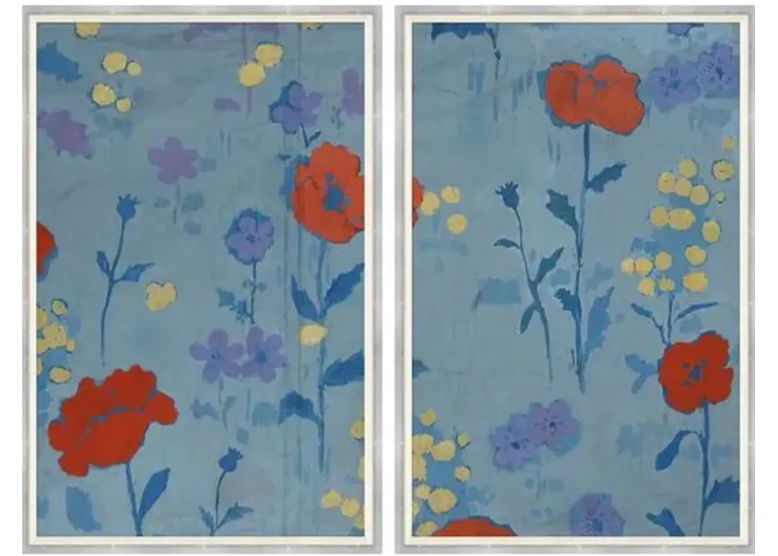 Paule Marrot - Poppies Diptych Variation I - Soicher Marin - Blue