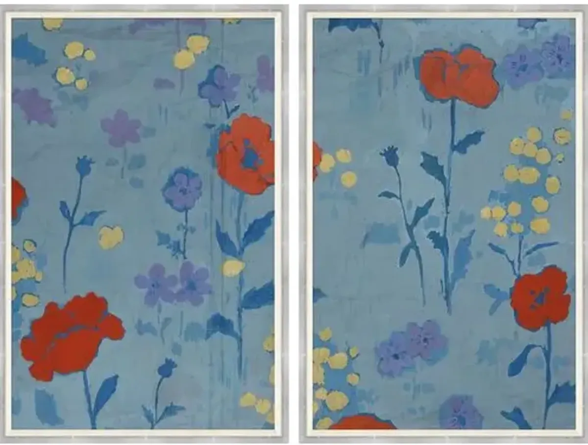 Paule Marrot - Poppies Diptych Variation I - Soicher Marin - Blue