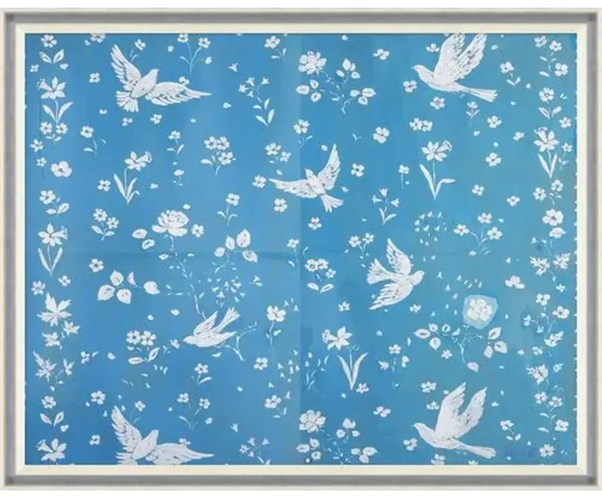 Paule Marrot - Birds and Flowers Variation I - Soicher Marin - Blue