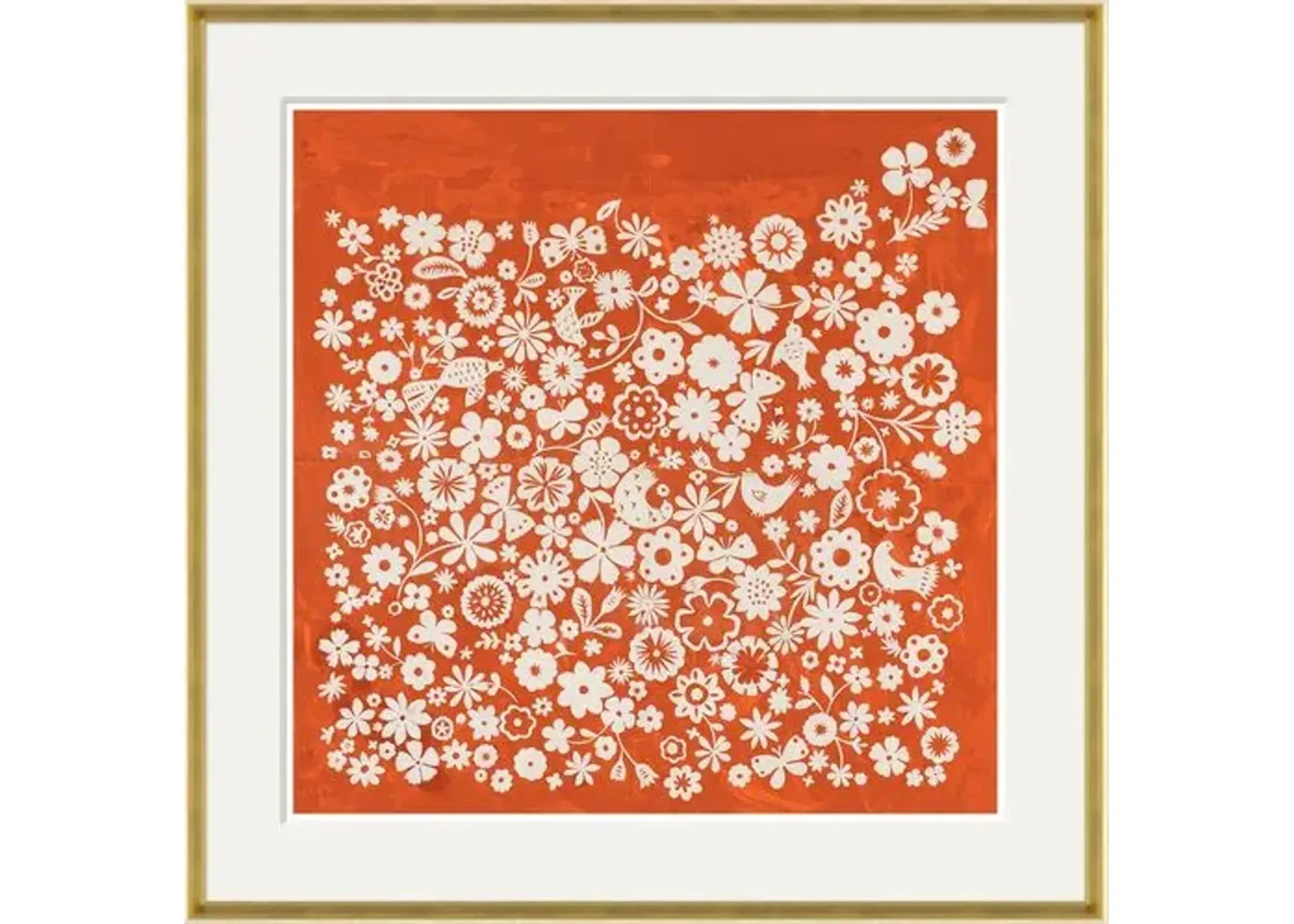 Paule Marrot - Orange Birds & Flowers - Soicher Marin