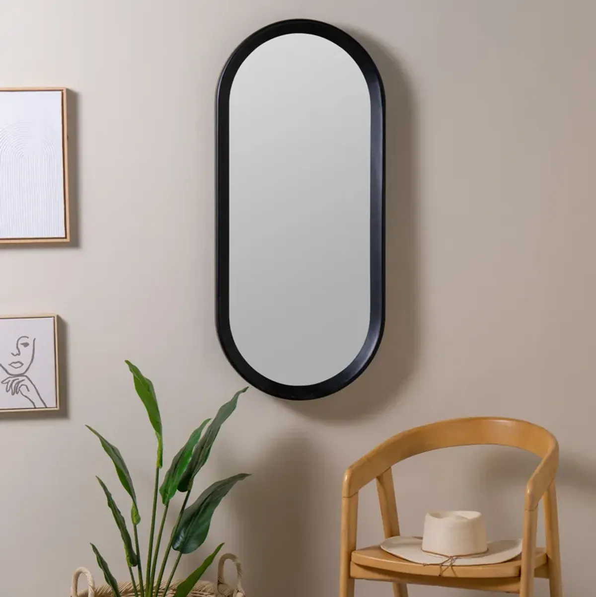 Marcia Oval Wall Mirror - Black