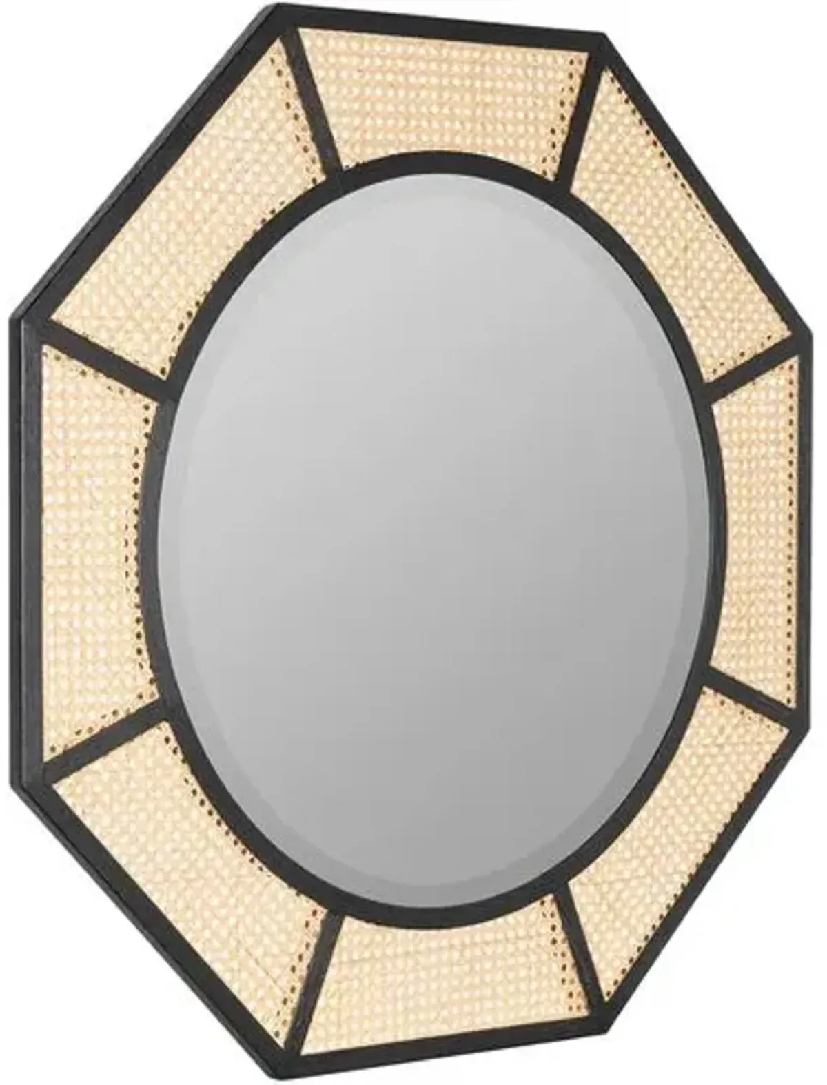 Everly Cane Wall Mirror - Natural/Black