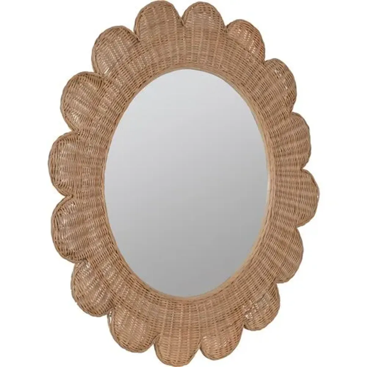 Bailey Scallop Rattan Wall Mirror - Natural