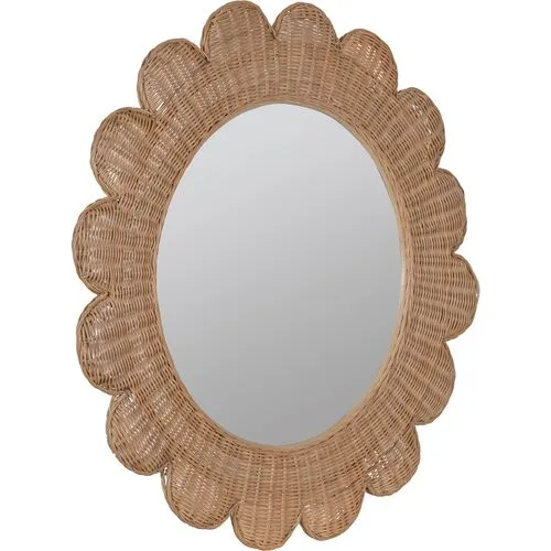 Bailey Scallop Rattan Wall Mirror - Natural