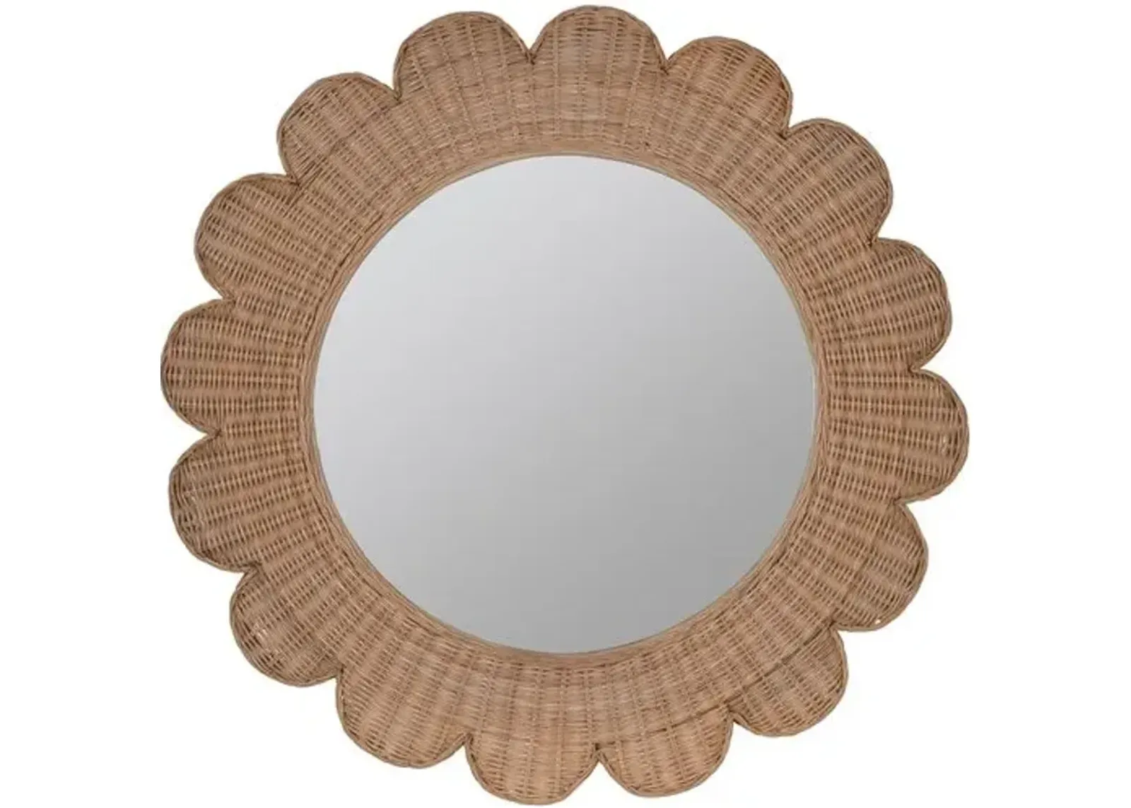 Bailey Scallop Rattan Wall Mirror - Natural