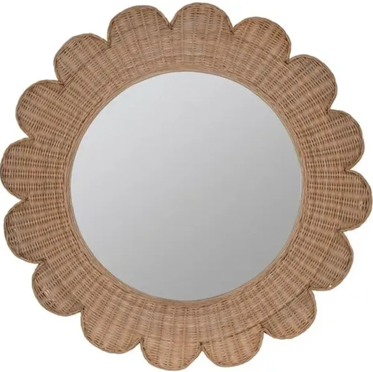 Bailey Scallop Rattan Wall Mirror - Natural