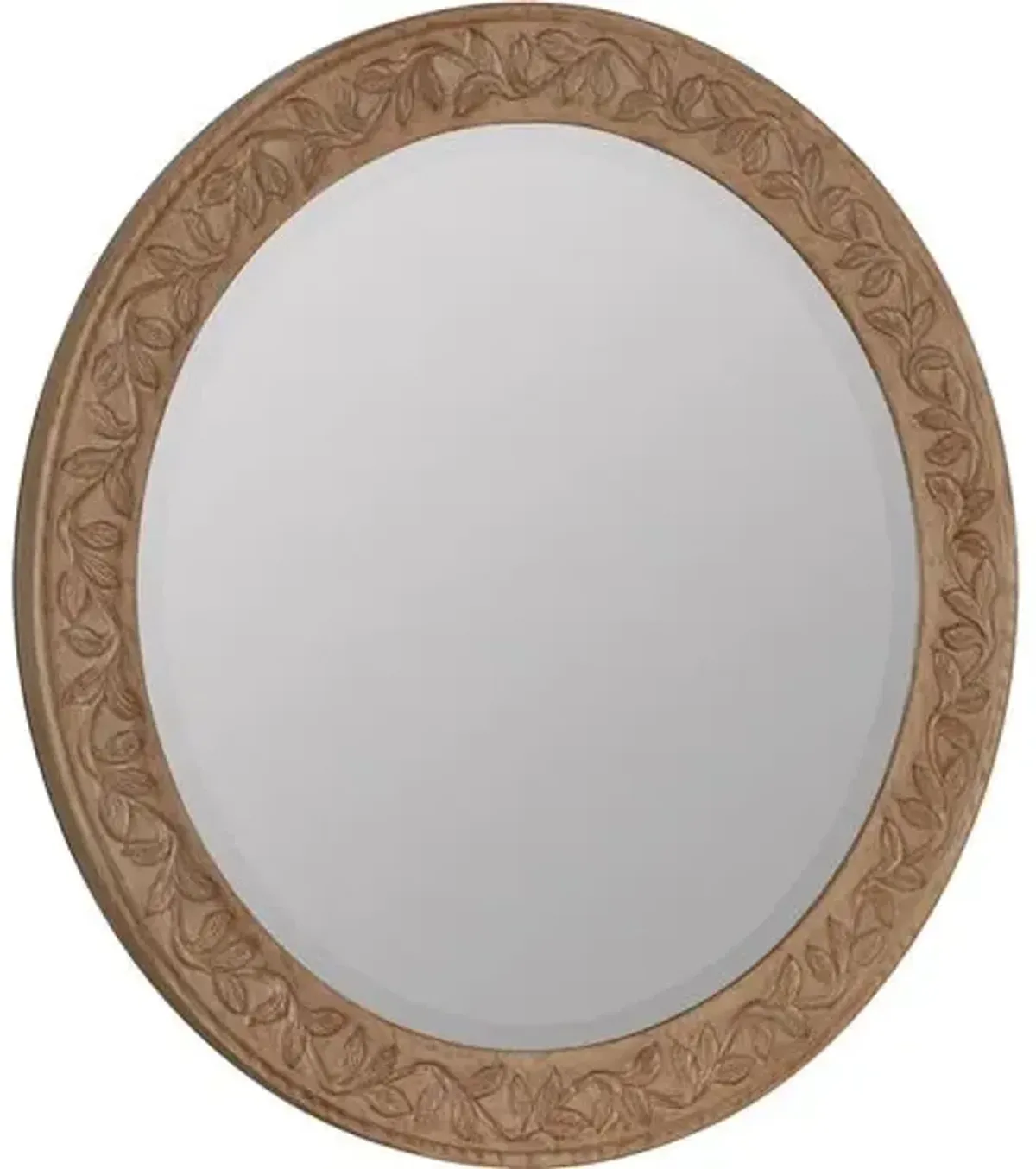 OIivia Carved Round Wall Mirror - Natural