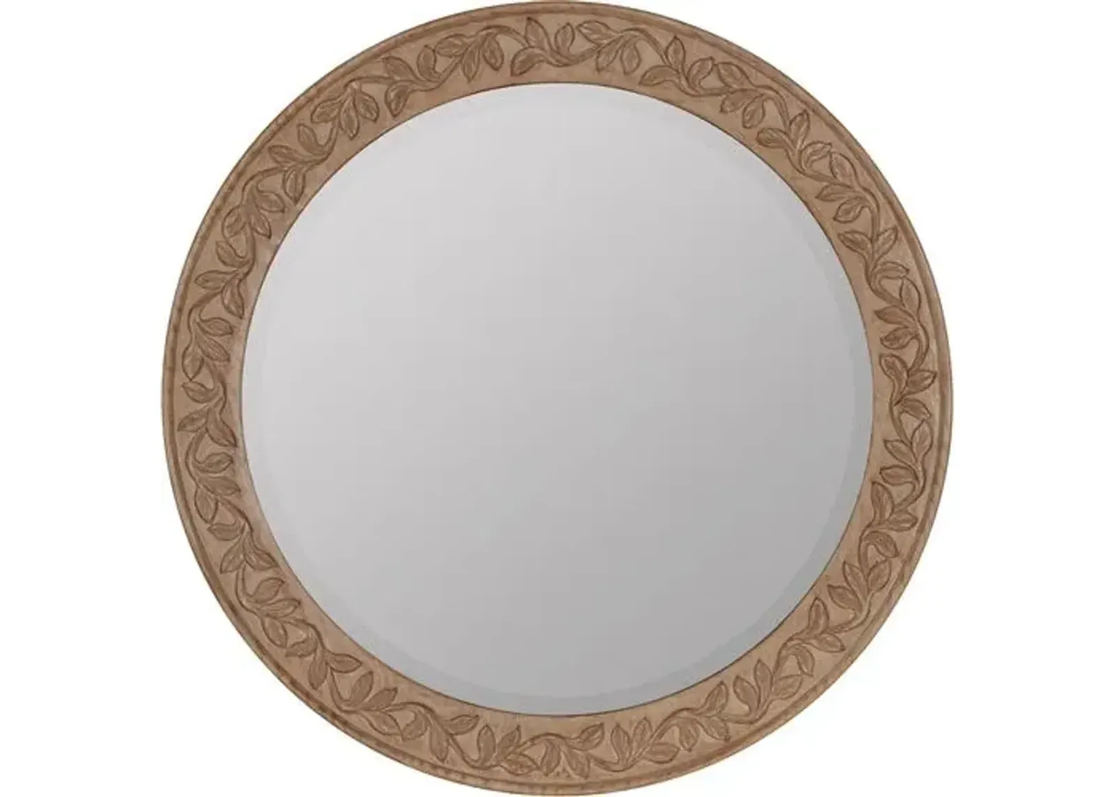 OIivia Carved Round Wall Mirror - Natural