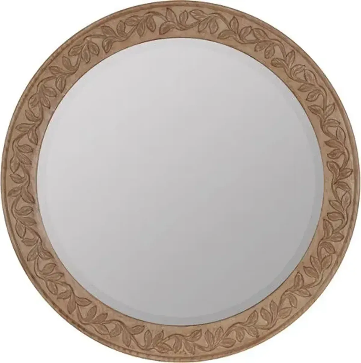 OIivia Carved Round Wall Mirror - Natural