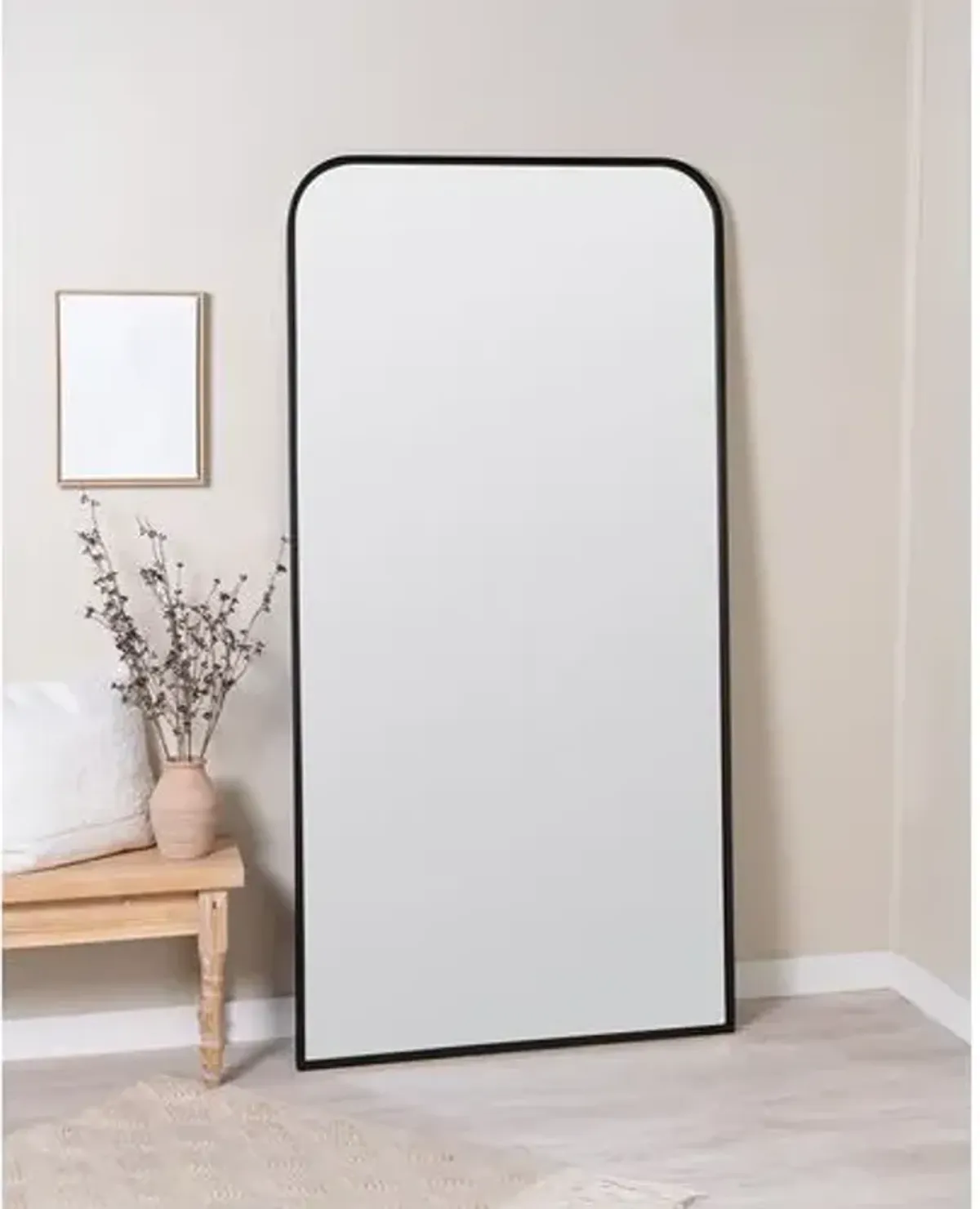 Amanda Metal Floor Mirror - Black