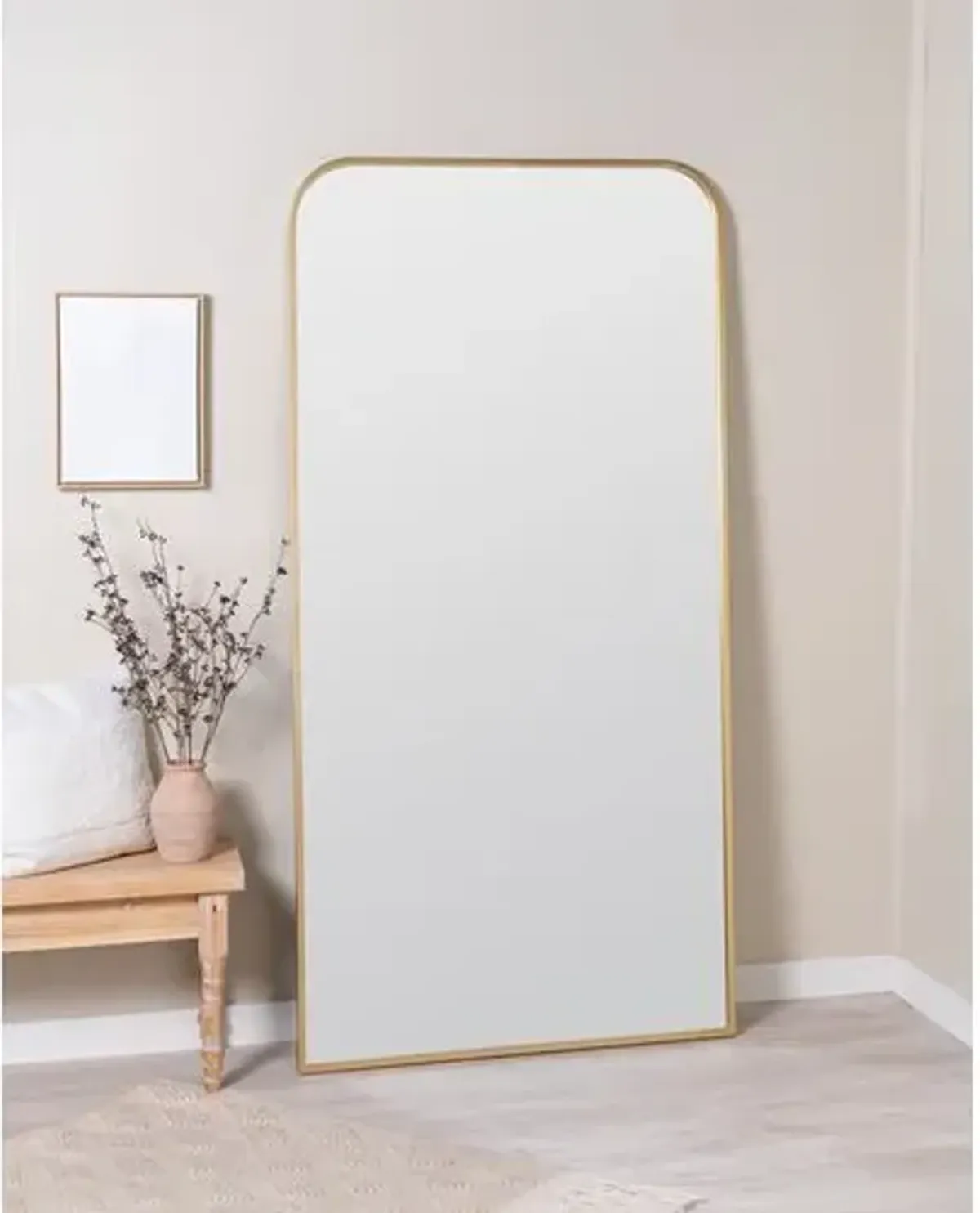 Amanda Metal Floor Mirror - Gold