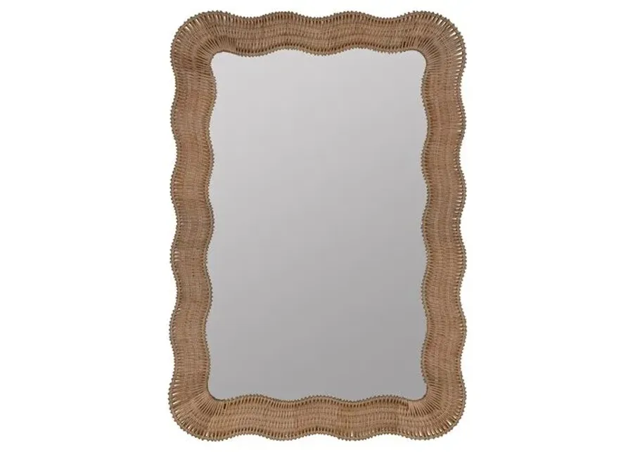 Linden Scalloped Rattan Wall Mirror - Natural - Erin Gates