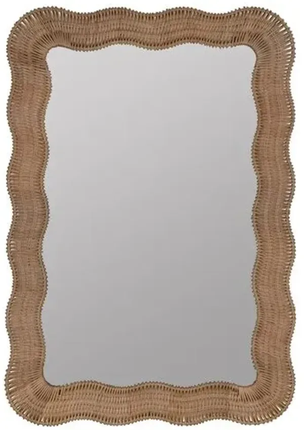 Linden Scalloped Rattan Wall Mirror - Natural - Erin Gates