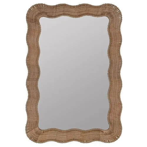 Linden Scalloped Rattan Wall Mirror - Natural - Erin Gates