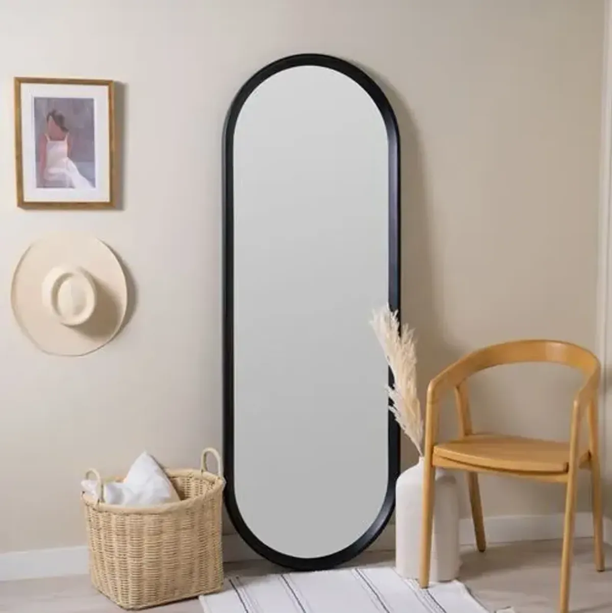 Marcia Oval Wall Mirror - Black