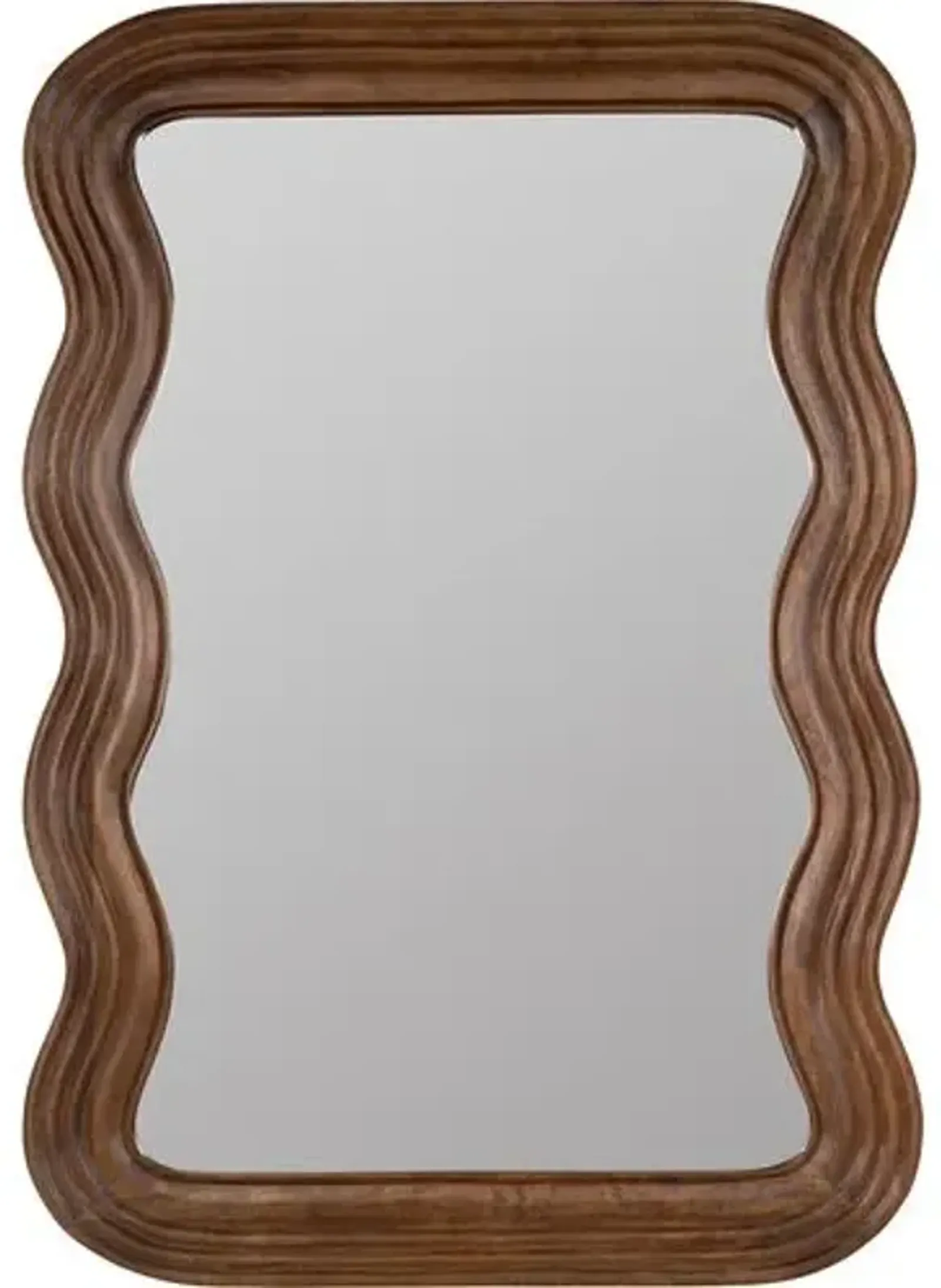 Franky Wave Wall Mirror - Walnut