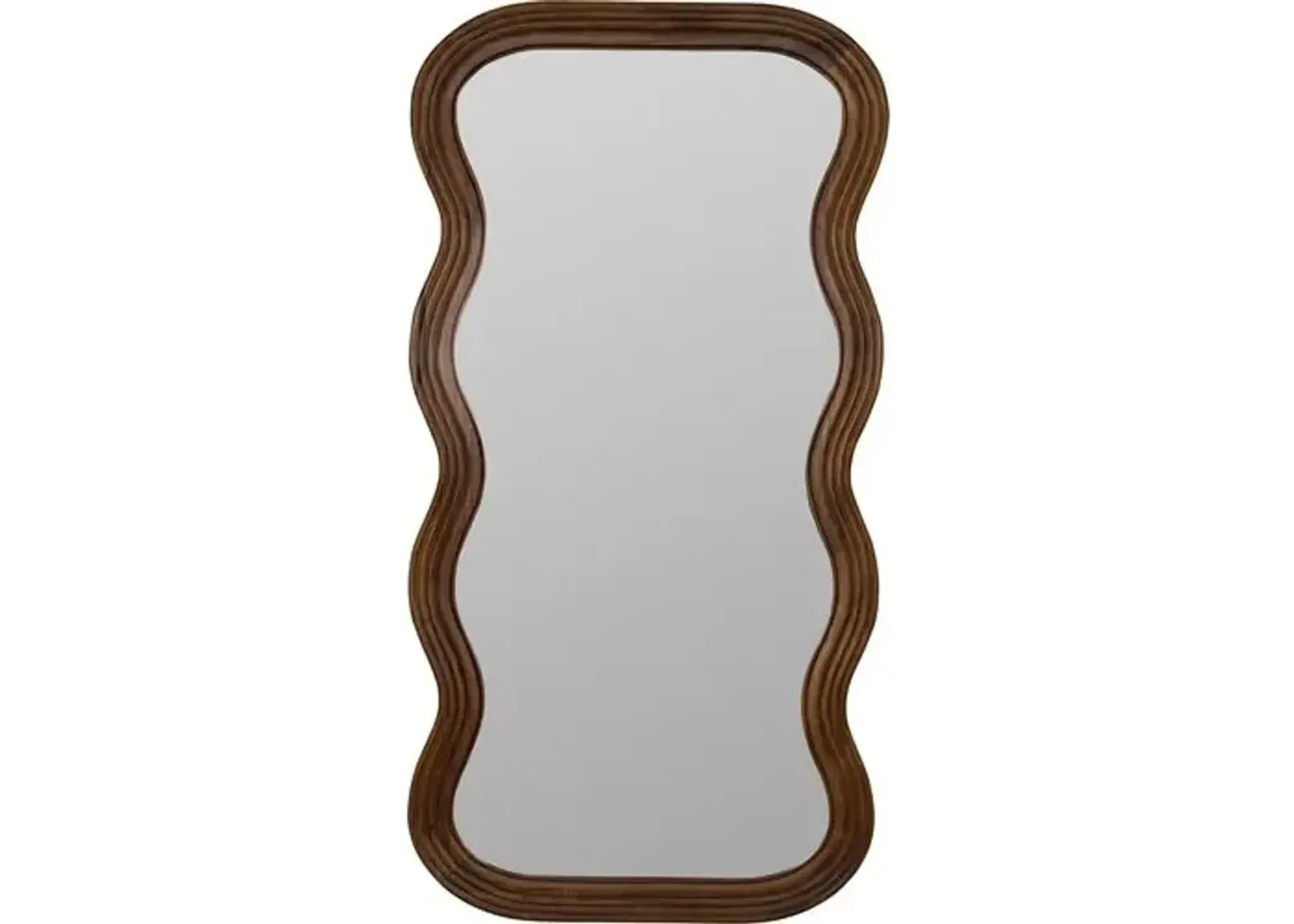 Franky Wave Floor Mirror - Walnut - Brown