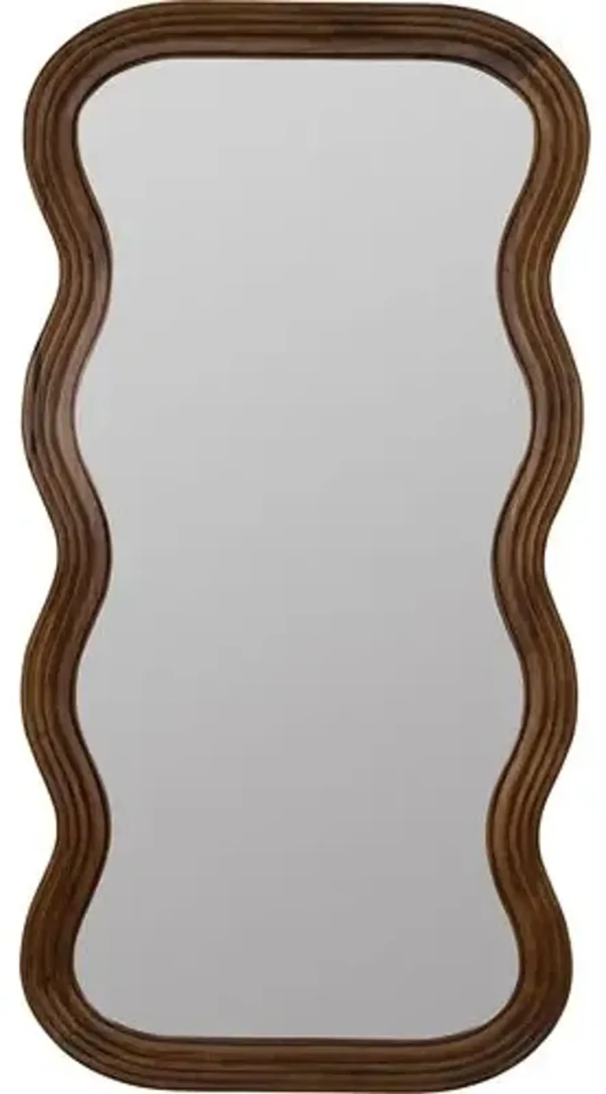 Franky Wave Floor Mirror - Walnut - Brown