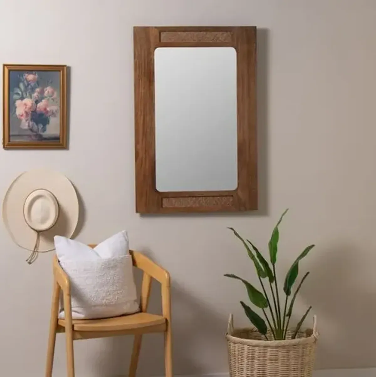 Ashland Wood Wall Mirror - Walnut