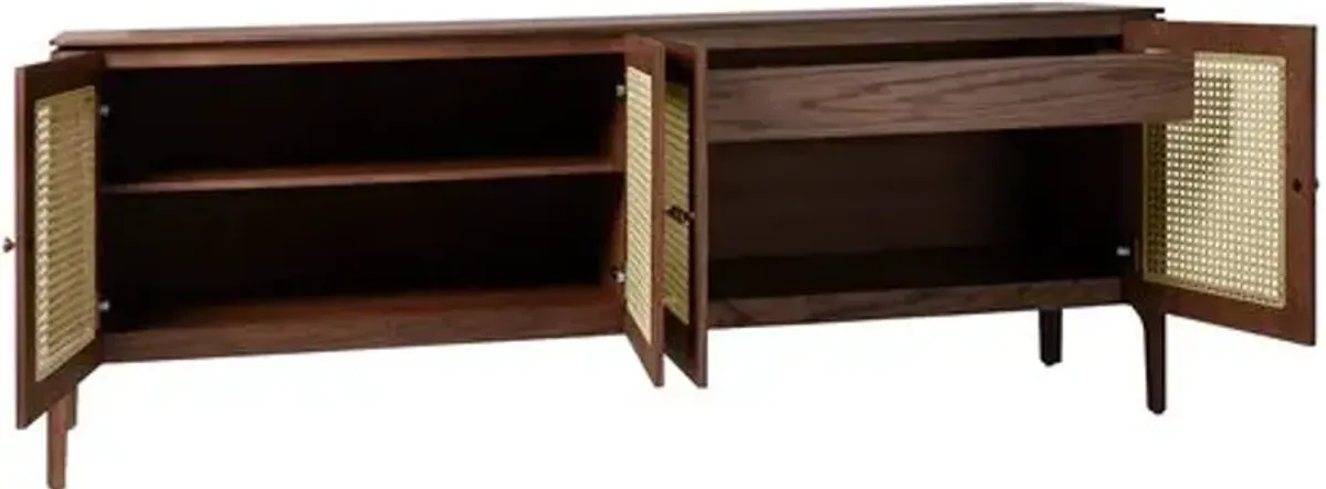 Miguel 4-Door Cane Buffet - Brown