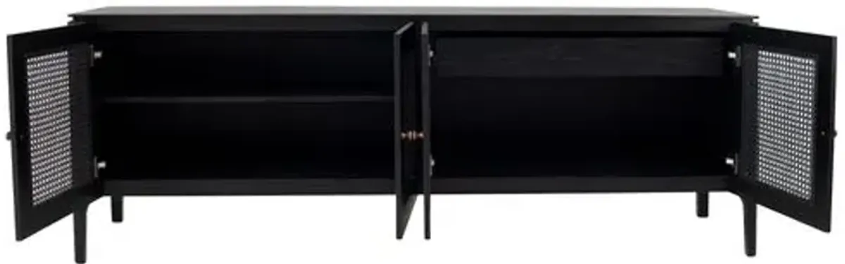 Miguel 4-Door Cane Buffet - Black