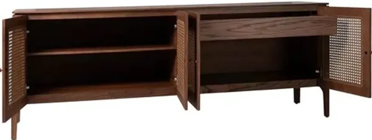 Miguel 4-Door Cane Buffet - Brown