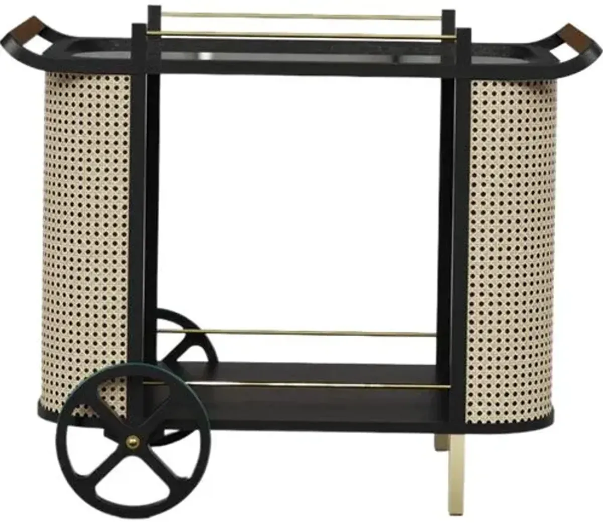 Felipe Cane Bar Cart - Black