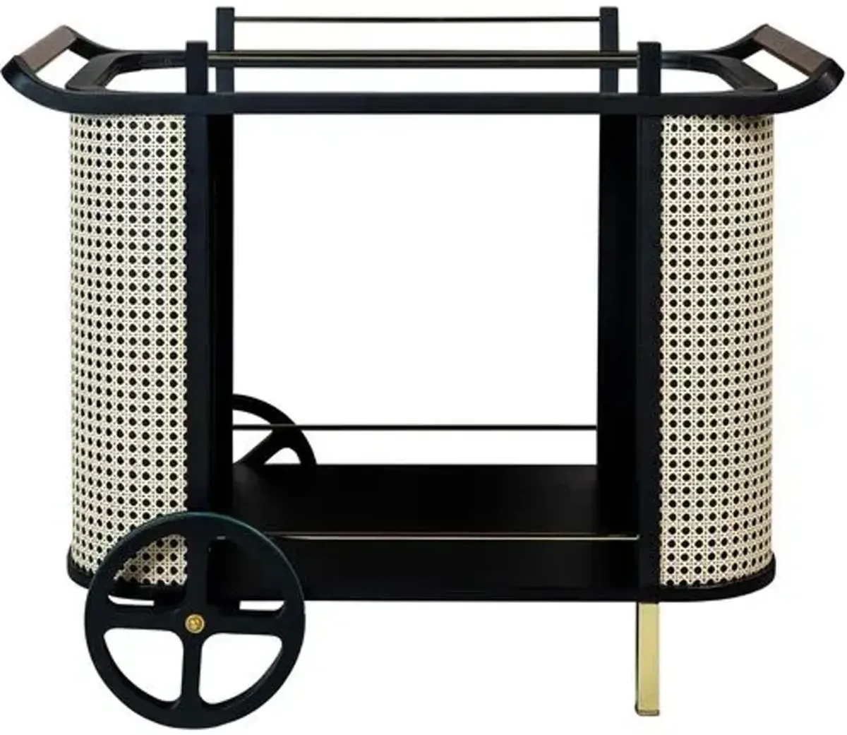 Felipe Cane Bar Cart - Black