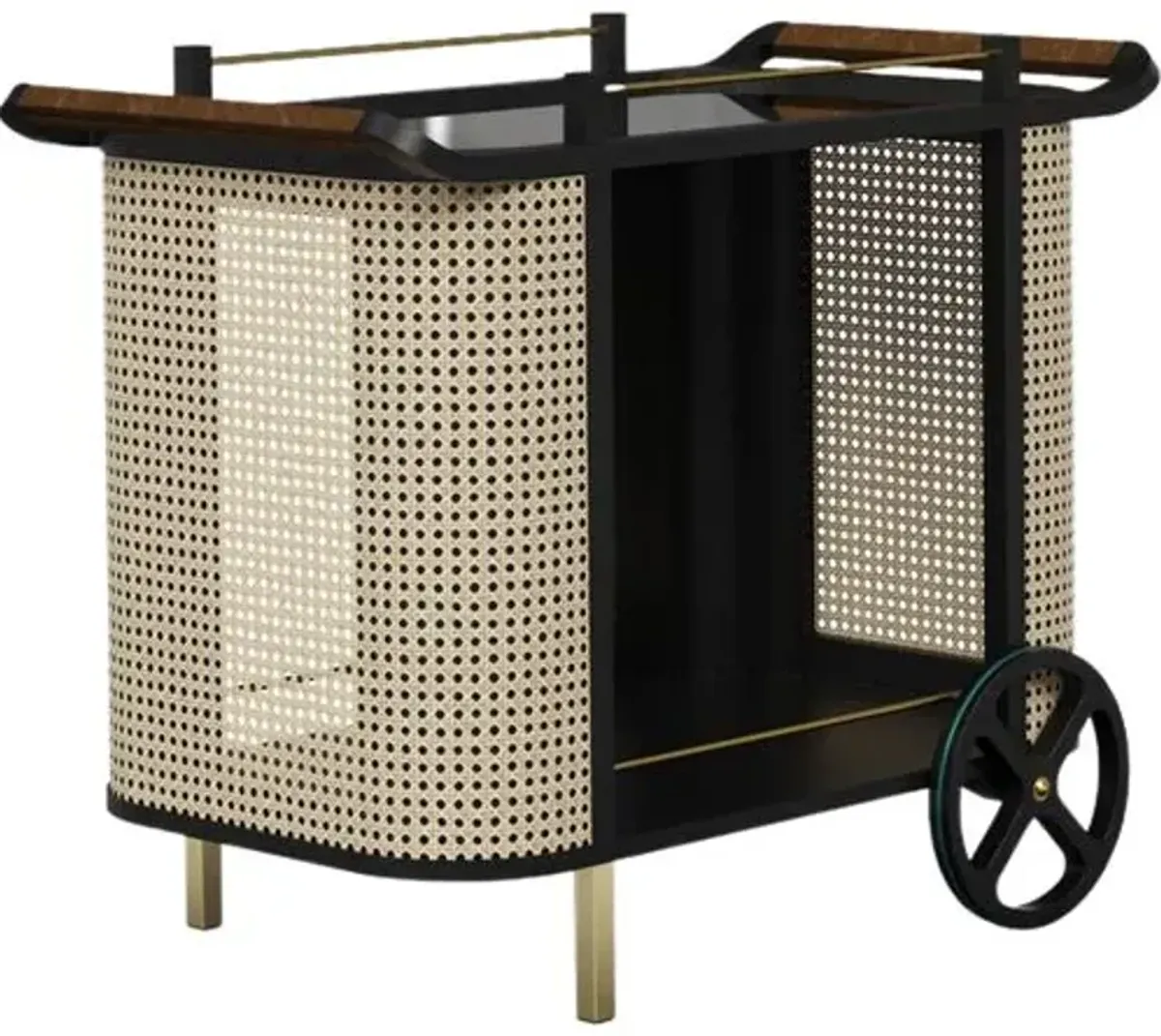 Felipe Cane Bar Cart - Black