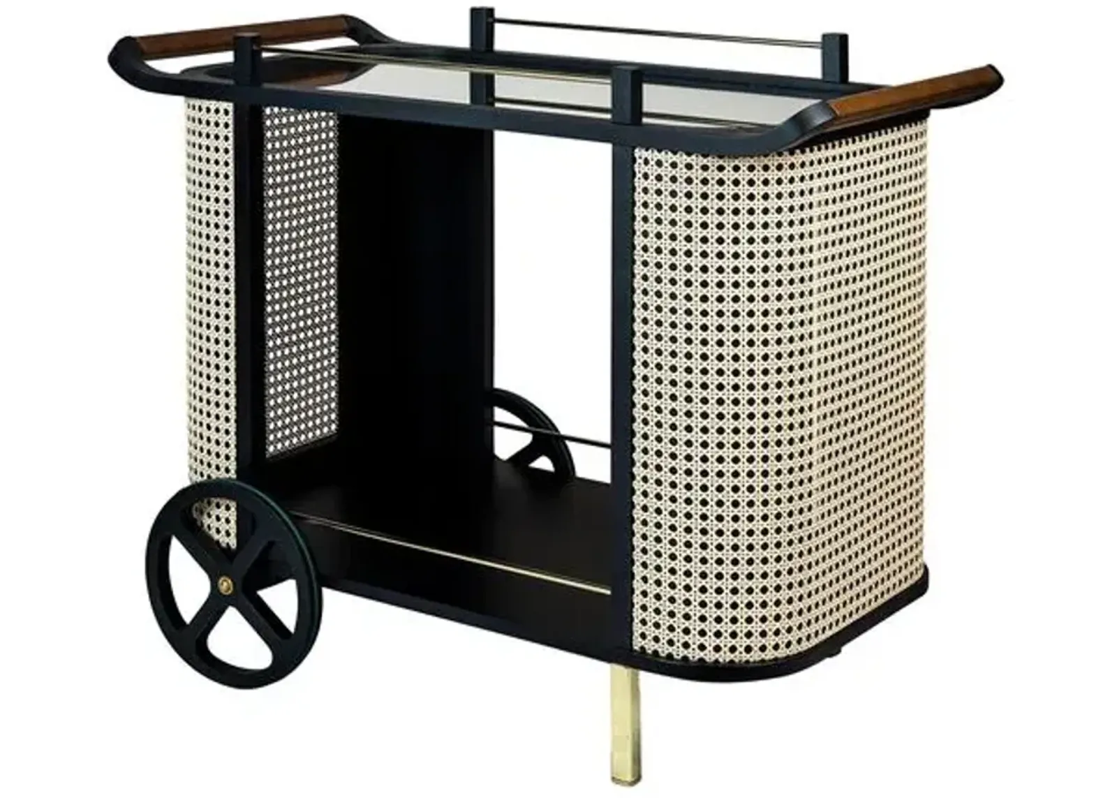 Felipe Cane Bar Cart - Black