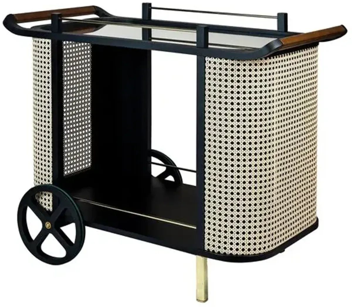 Felipe Cane Bar Cart - Black