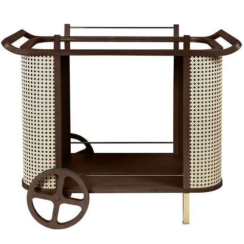 Felipe Cane Bar Cart - Brown