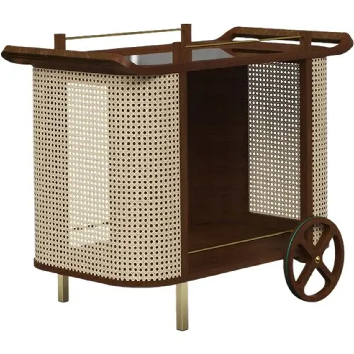 Felipe Cane Bar Cart - Brown