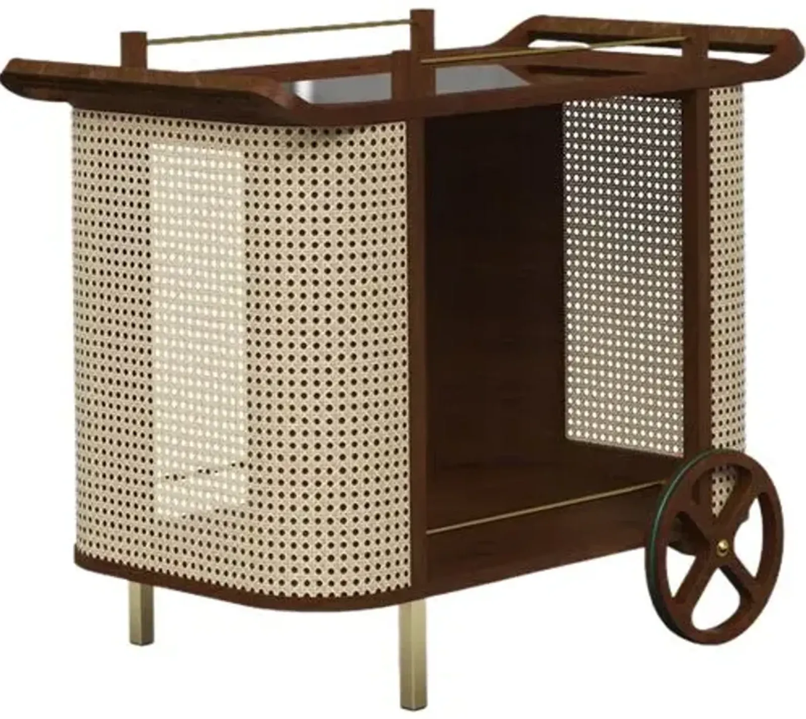 Felipe Cane Bar Cart - Brown