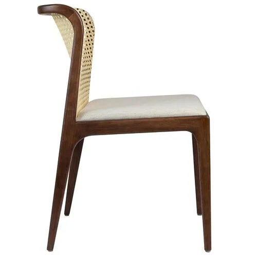 Martina Modern Brazilian Cane Side Chair - Nogal/Ivory - Brown