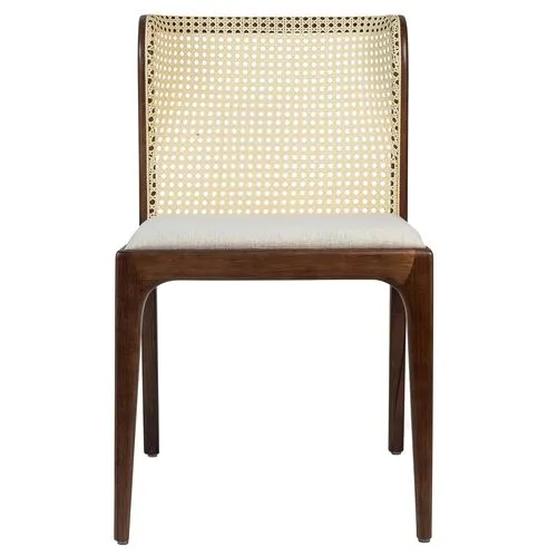 Luisa Curved Back Cane Side Chair - Nogal/Ivory - Brown
