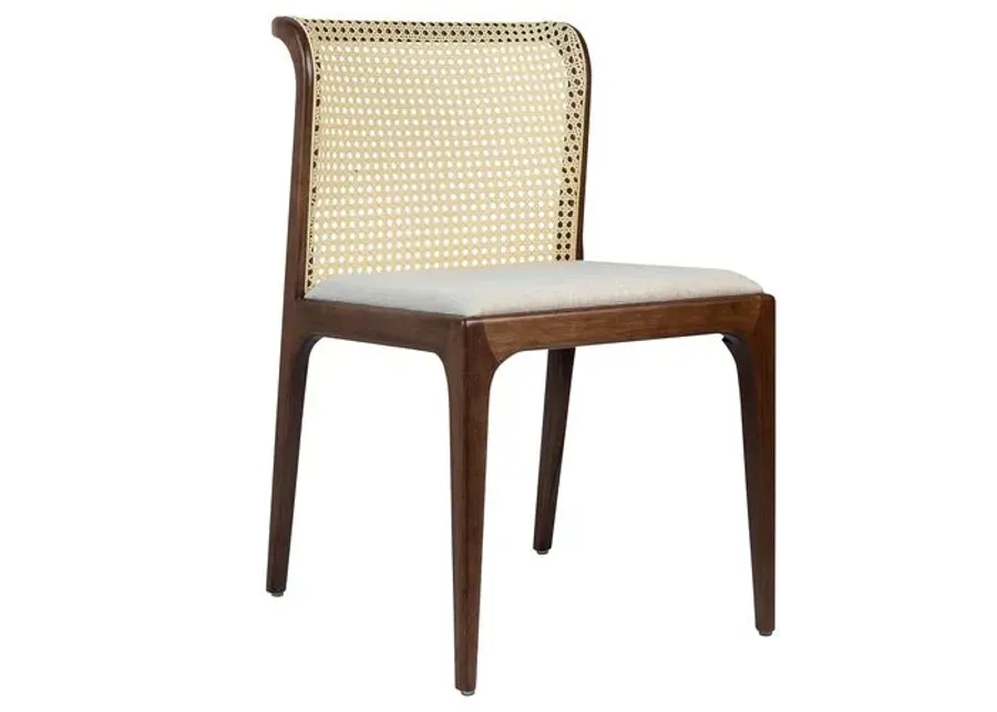 Martina Modern Brazilian Cane Side Chair - Nogal/Ivory - Brown