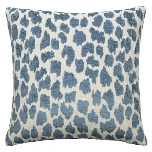 Charlotte 22x22 Chenille Animal Pillow - Blue/Cream - The Piper Collection